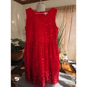 CAT & JACK - Girls Red Sequin Tulle Dress - Size XL 14-16 -Sparkle Party Holiday